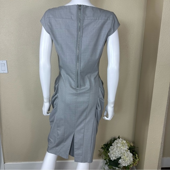 Cynthia Steffe Dress Size 8 Gray Wool Blend Midi Sheath - Picture 7 of 16